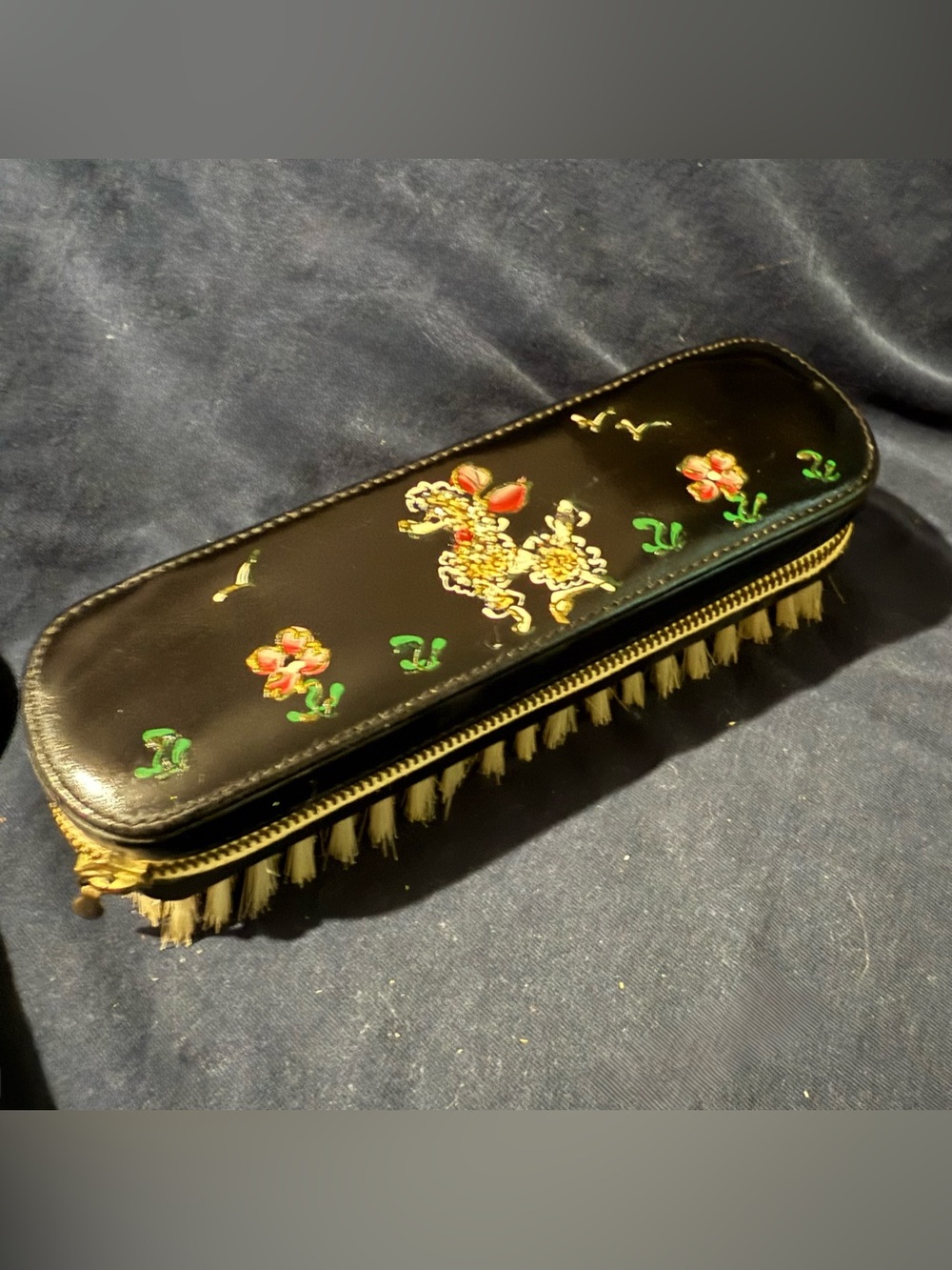 Vtg 1940s Rosenfeld Beaded Poodle Travel Manicure Sewing Kit Brush Germany